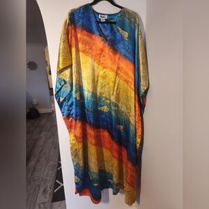 Winlar Colorful Striped Kaftan Dress One Size #321